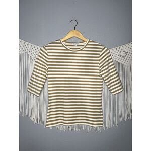 John Patrick Striped Quarter Sleeve Top Size Medium